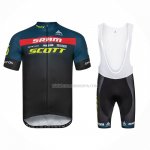 2023 Ropa Ciclismo Scott Sram Negro Mangas Cortas y Culotte Corto