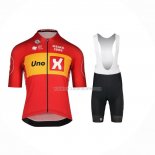 2023 Ropa Ciclismo Uno-x Rojo Mangas Cortas y Culotte Corto
