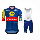 2024 Ropa Ciclismo Lidl Trek Profundo Azul Rojo Mangas Cortas y Culotte Corto