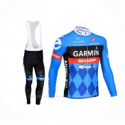 2013 Ropa Ciclismo Garmin Sharp Azul Mangas Largas y Culotte Lunga