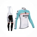 2014 Ropa Ciclismo Bianchi Verde Blanco Mangas Largas y Culotte Lunga