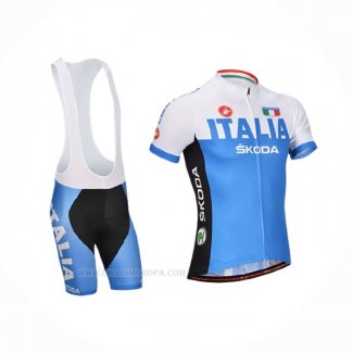 2014 Ropa Ciclismo Castelli Azul Blanco Mangas Corta y Culotte Corto