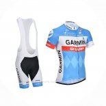 2014 Ropa Ciclismo Garmin Sharp Azul Claro Blanco Mangas Corta y Culotte Corto