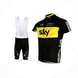 2014 Ropa Ciclismo Sky Negro Amarillo Mangas Corta y Culotte Corto
