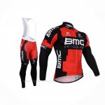 2015 Ropa Ciclismo BMC Negro Rojo Mangas Largas y Culotte Lunga