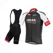 2016 Ropa Ciclismo Bora Negro Rojo Mangas Corta y Culotte Corto