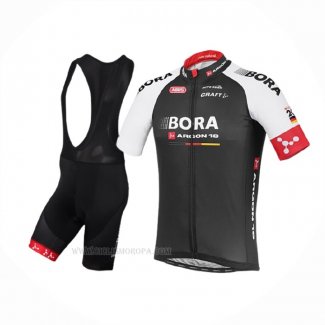 2016 Ropa Ciclismo Bora Negro Rojo Mangas Corta y Culotte Corto