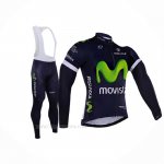 2016 Ropa Ciclismo Movistar Blanco Azul Mangas Largas y Culotte Lunga