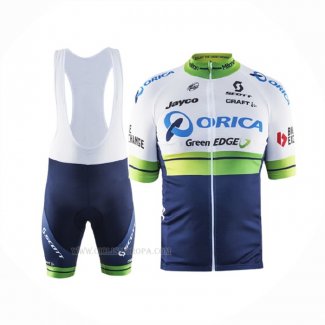 2016 Ropa Ciclismo Orica GreenEDGE Blanco Azul Mangas Corta y Culotte Corto