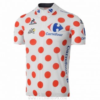 2016 Ropa Ciclismo Tour De France Blanco Rojo Mangas Corta y Culotte Corto