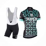 2017 Ropa Ciclismo Mujer Bianchi Verde Mangas Corta y Culotte Corto