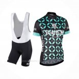 2017 Ropa Ciclismo Mujer Bianchi Verde Mangas Corta y Culotte Corto