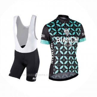 2017 Ropa Ciclismo Mujer Bianchi Verde Mangas Corta y Culotte Corto
