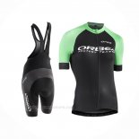2017 Ropa Ciclismo Mujer Orbea Negro Verde Mangas Corta y Culotte Corto