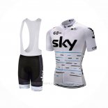 2018 Ropa Ciclismo Sky Blanco Negro Mangas Corta y Culotte Corto