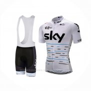 2018 Ropa Ciclismo Sky Blanco Negro Mangas Corta y Culotte Corto