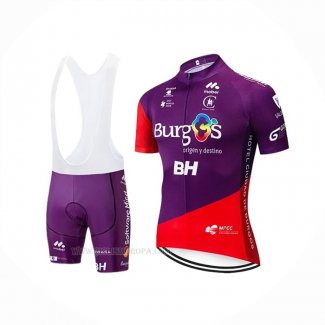 2019 Ropa Ciclismo Burgos BH Violeta Rojo Mangas Corta y Culotte Corto
