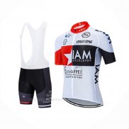 2020 Ropa Ciclismo IAM Blanco Rojo Negro Mangas Corta y Culotte Corto