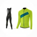 2021 Ropa Ciclismo Loffler Verde Mangas Largas y Culotte Lunga
