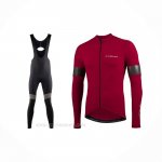 2021 Ropa Ciclismo Nalini Profundo Rojo Mangas Largas Y Culotte Lunga