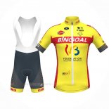 2021 Ropa Ciclismo Wallonie Bruxelles Amarillo Mangas Corta y Culotte Corto