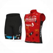 2022 Chalecos Cortavientos Bahrain Victorious Rojo Mangas Corta y Culotte Corto
