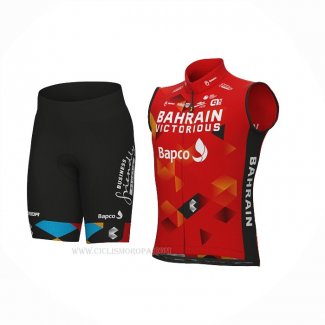2022 Chalecos Cortavientos Bahrain Victorious Rojo Mangas Corta y Culotte Corto