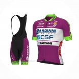 2022 Ropa Ciclismo Bardiani Csf Faizane Verde Violeta Mangas Corta y Culotte Corto