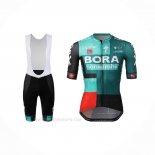2022 Ropa Ciclismo Bora Hansgrone Verde Rojo Mangas Corta y Culotte Corto