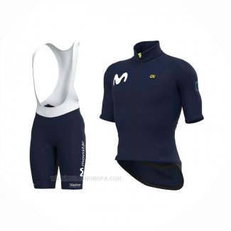 2022 Ropa Ciclismo Movistar Apagado Azul Mangas Corta y Culotte Corto