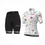 2022 Ropa Ciclismo Mujer ALE Blanco Multicolore Mangas Cortas y Culotte Corto