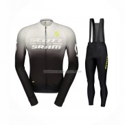 2023 Ropa Ciclismo Scott Sram Gris Negro Mangas Largas y Culotte Largo