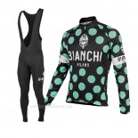 2017 Ropa Ciclismo Bianchi Milano Ml Negro Verde Mangas Largas y Culotte Lunga