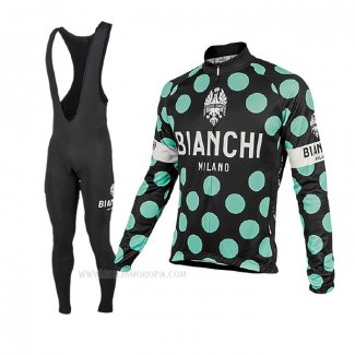 2017 Ropa Ciclismo Bianchi Milano Ml Negro Verde Mangas Largas y Culotte Lunga