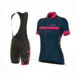 2017 Ropa Ciclismo Mujer ALE Azul Rosa Mangas Corta y Culotte Corto