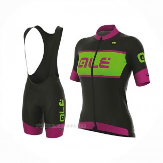 2017 Ropa Ciclismo Mujer ALE Negro Rosa Mangas Corta y Culotte Corto(1)
