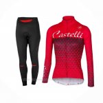 2017 Ropa Ciclismo Mujer Castelli Rojo Mangas Largas y Culotte Lunga