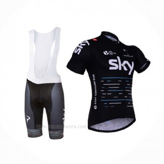 2017 Ropa Ciclismo Sky Negro Mangas Corta y Culotte Corto