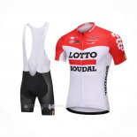 2018 Ropa Ciclismo Lotto Soudal Blanco Rojo Mangas Corta y Culotte Corto