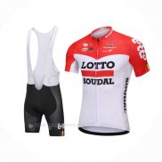 2018 Ropa Ciclismo Lotto Soudal Blanco Rojo Mangas Corta y Culotte Corto