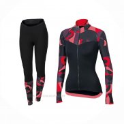 2018 Ropa Ciclismo Mujer Orbea Rojo Negro Mangas Largas y Culotte Lunga