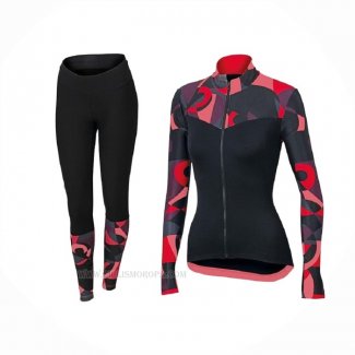 2018 Ropa Ciclismo Mujer Orbea Rojo Negro Mangas Largas y Culotte Lunga
