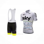 2018 Ropa Ciclismo Sky Blanco Amarillo Mangas Corta y Culotte Corto
