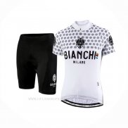 2019 Ropa Ciclismo Mujer Bianchi Blanco Mangas Corta y Culotte Corto