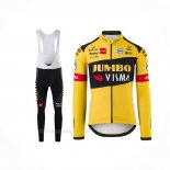 2020 Ropa Ciclismo Jumbo Visma Amarillo Negro Mangas Largas y Culotte Lunga