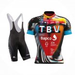 2021 Ropa Ciclismo Bahrain Victorious Negro Naranja Mangas Corta y Culotte Corto