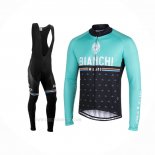2021 Ropa Ciclismo Bianchi Milano Nalles Azul Claro Negro Mangas Largas y Culotte Lunga