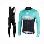 2021 Ropa Ciclismo Bianchi Milano Nalles Azul Claro Negro Mangas Largas y Culotte Lunga