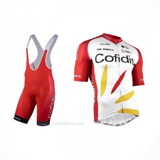 2021 Ropa Ciclismo Cofidis Rojo Blanco Mangas Corta y Culotte Corto