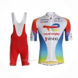2021 Ropa Ciclismo Direct Energie Blanco Rojo Amarillo Azul Mangas Corta y Culotte Corto